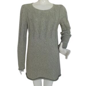J.JILL Sweater/Knit Tunic, S, Gray Mini, Cable knit, Long sleeve, Chunky knit